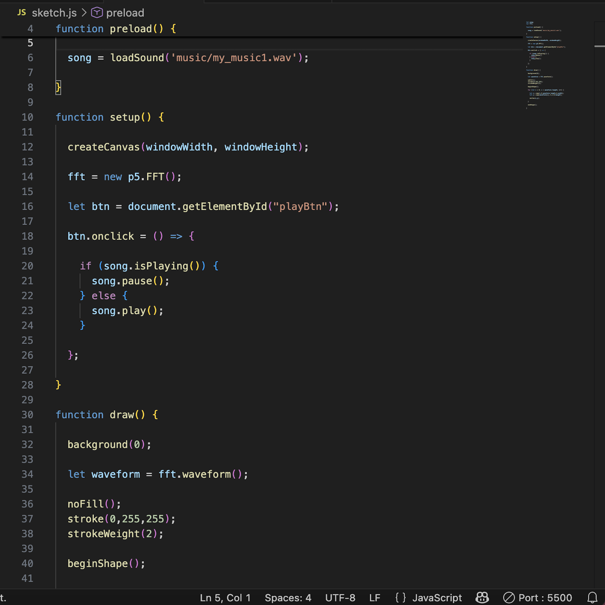 JavaScript code for creating a horizontal ripple visual effect