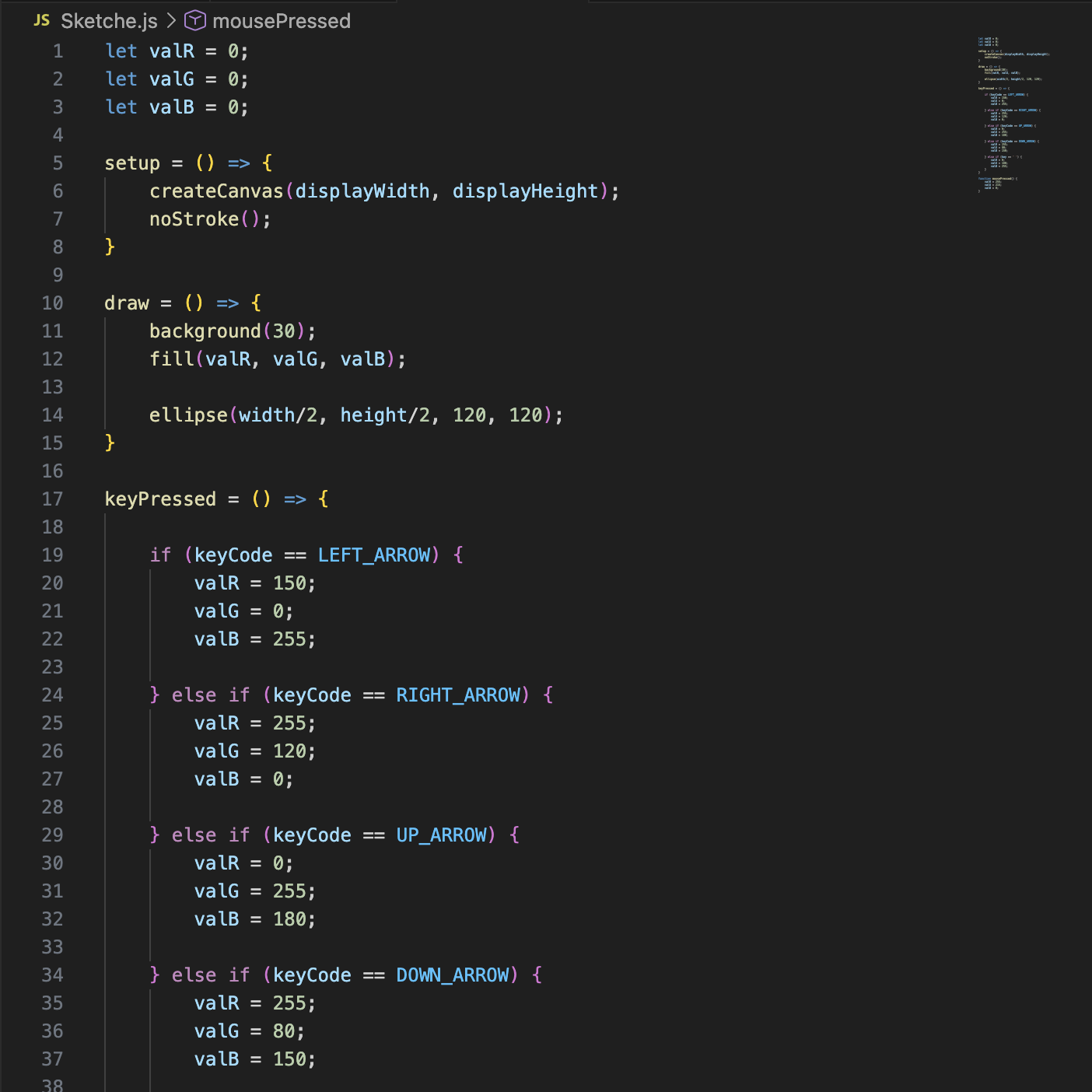 Try to make my own modifications in the first P5js sketch, such as changing the colors, shapes and the background, etc.