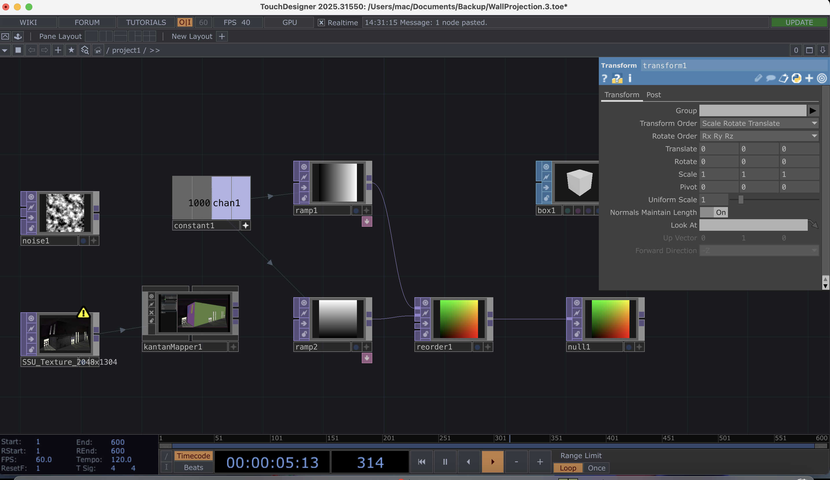 Touch Designer simple effects setting